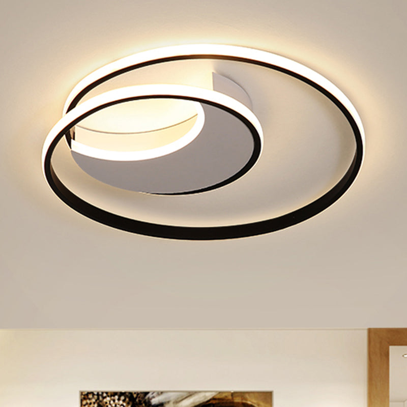 Spiral Flush Ceiling Light Simple Acrylic 16"/19.5"/23.5" Wide LED White/Black Flush Mount Lighting in Warm/White Light Clearhalo 'Ceiling Lights' 'Close To Ceiling Lights' 'Close to ceiling' 'Semi-flushmount' Lighting' 135311