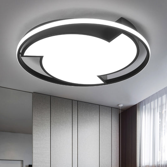 Black Ring Flush Ceiling Light with Windmill Design Modern Style Acrylic LED Bedroom Flush Mount Lamp in Warm/White Light Black Clearhalo 'Ceiling Lights' 'Close To Ceiling Lights' 'Close to ceiling' 'Flush mount' Lighting' 135377