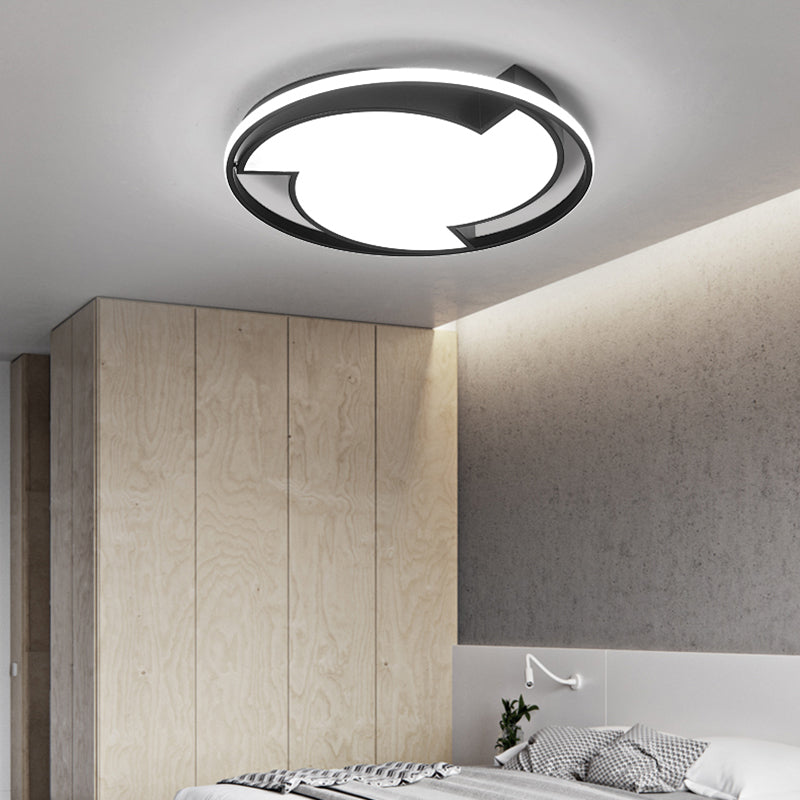 Black Ring Flush Ceiling Light with Windmill Design Modern Style Acrylic LED Bedroom Flush Mount Lamp in Warm/White Light Clearhalo 'Ceiling Lights' 'Close To Ceiling Lights' 'Close to ceiling' 'Flush mount' Lighting' 135378