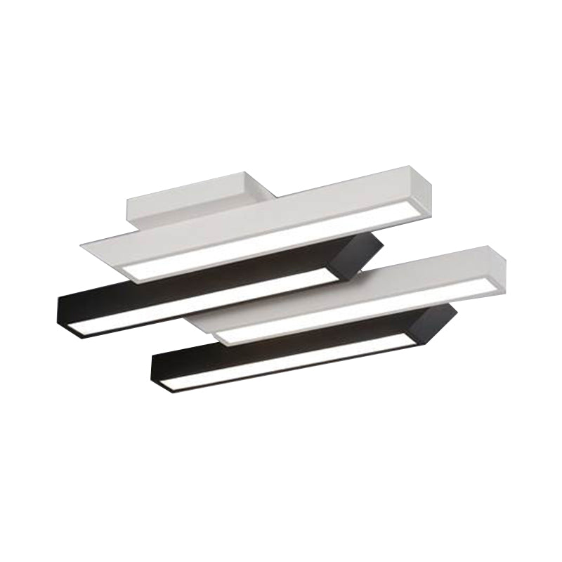 Linear Semi Flush Light Contemporary Style Acrylic and Metal 4-Light Black Ceiling Light Fixture in Warm/White Light Clearhalo 'Ceiling Lights' 'Close To Ceiling Lights' 'Close to ceiling' 'Semi-flushmount' Lighting' 135414