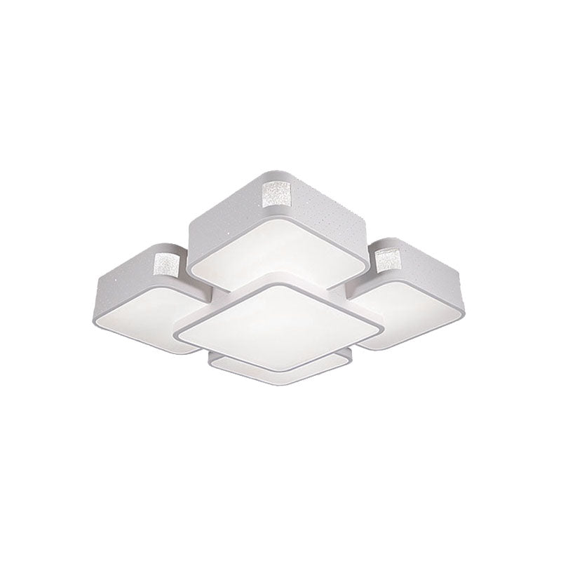 24"/37" Wide Square Ceiling Mounted Light Contemporary Acrylic LED White Flush Pendant Light Clearhalo 'Ceiling Lights' 'Close To Ceiling Lights' 'Close to ceiling' 'Flush mount' Lighting' 135575