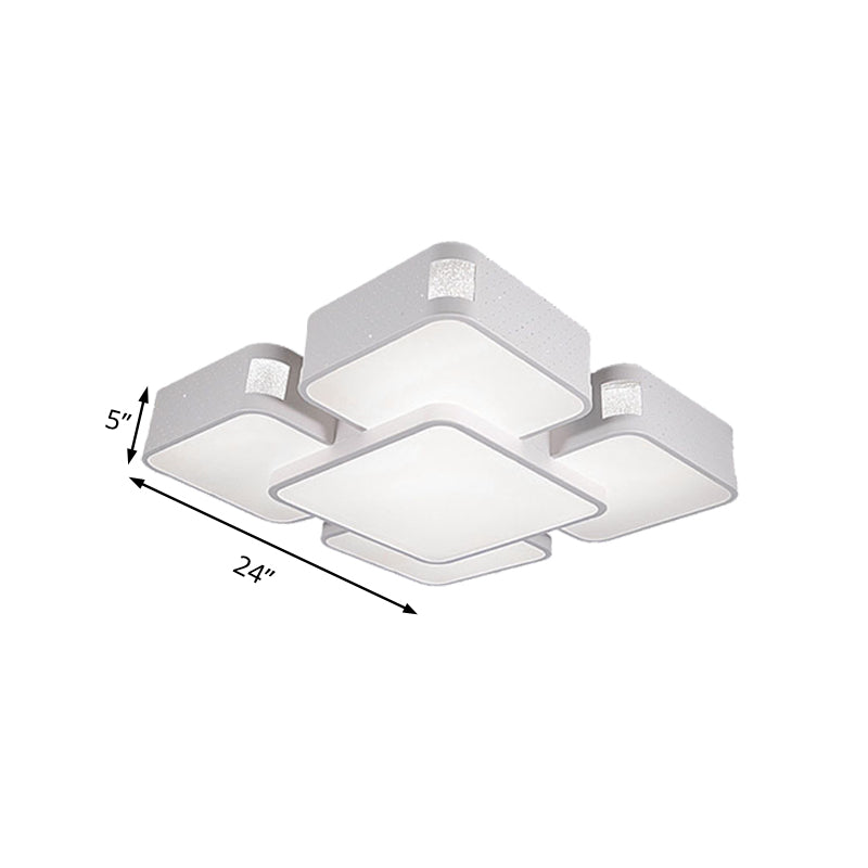 24"/37" Wide Square Ceiling Mounted Light Contemporary Acrylic LED White Flush Pendant Light Clearhalo 'Ceiling Lights' 'Close To Ceiling Lights' 'Close to ceiling' 'Flush mount' Lighting' 135576