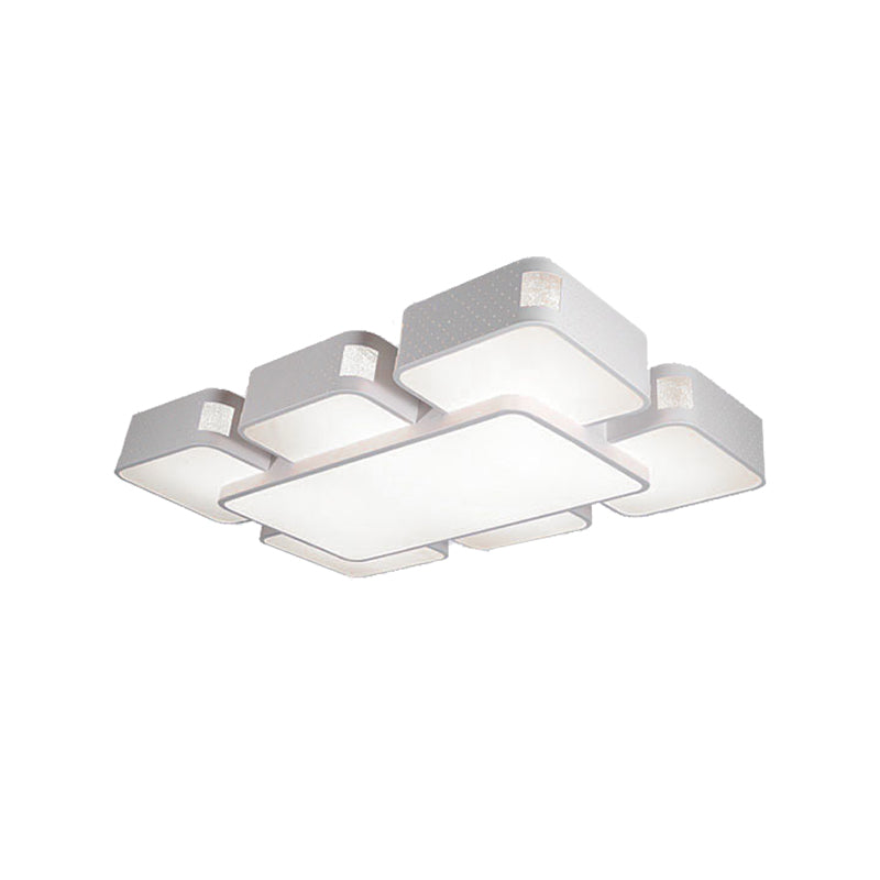 24"/37" Wide Square Ceiling Mounted Light Contemporary Acrylic LED White Flush Pendant Light Clearhalo 'Ceiling Lights' 'Close To Ceiling Lights' 'Close to ceiling' 'Flush mount' Lighting' 135579