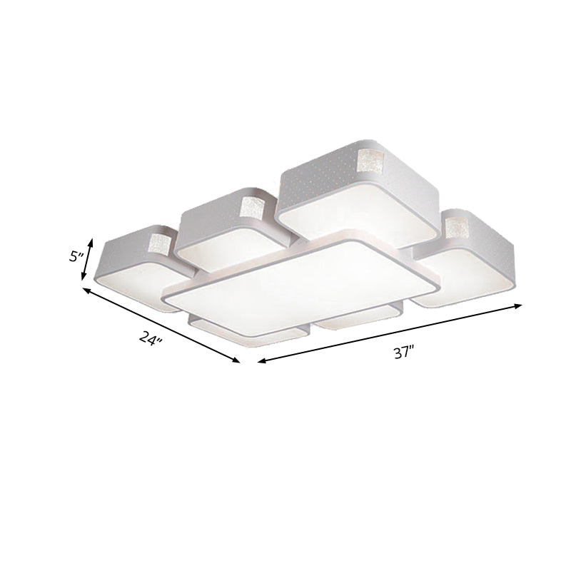 24"/37" Wide Square Ceiling Mounted Light Contemporary Acrylic LED White Flush Pendant Light Clearhalo 'Ceiling Lights' 'Close To Ceiling Lights' 'Close to ceiling' 'Flush mount' Lighting' 135580