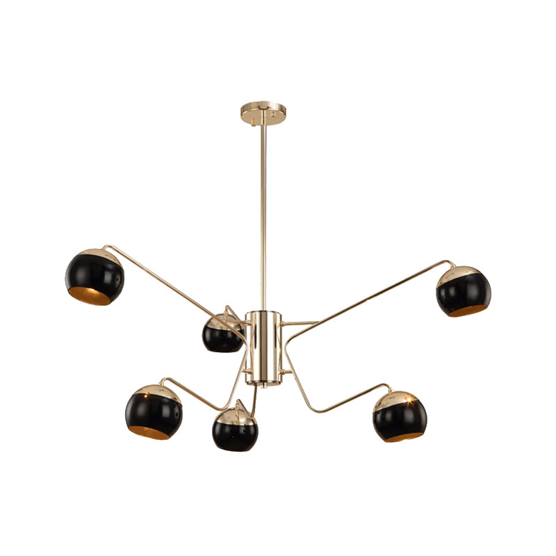 Modern Globe Shade Chandelier Pendant Light Metal 6/8/12 Heads Black Hanging Light for Bedroom 6 Black Clearhalo 'Ceiling Lights' 'Chandeliers' 'Modern Chandeliers' 'Modern' Lighting' 135599