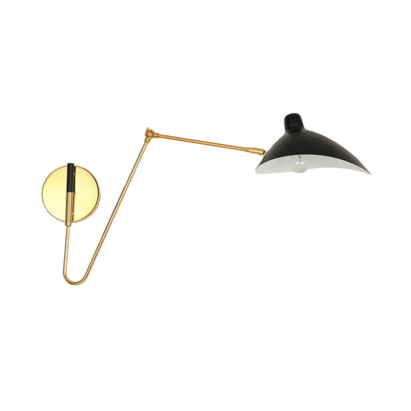 Metallic Duckbill Shade Wall Lamp Modern Style 1 Head Black Finish Sconce Lighting with Straight/Curved Arm Clearhalo 'Cast Iron' 'Glass' 'Industrial' 'Modern wall lights' 'Modern' 'Tiffany' 'Traditional wall lights' 'Wall Lamps & Sconces' 'Wall Lights' Lighting' 135623