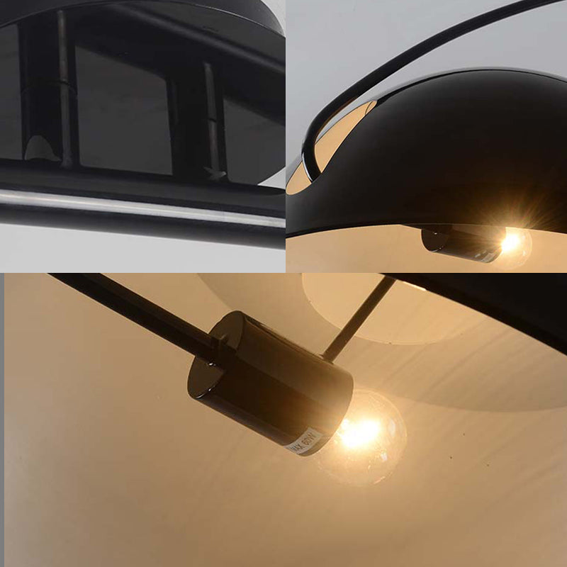 Black/White Dome Shade Ceiling Lamp Modern Style 1 Light Metal Semi Flush Mount with Fishing Rod Design Clearhalo 'Ceiling Lights' 'Close To Ceiling Lights' 'Close to ceiling' 'Semi-flushmount' Lighting' 135629