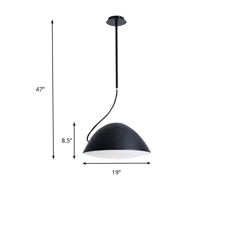 Black/White Dome Hanging Pendant Light Contemporary Metal 1 Light Suspension Light for Dining Room Clearhalo 'Ceiling Lights' 'Modern Pendants' 'Modern' 'Pendant Lights' 'Pendants' Lighting' 135633