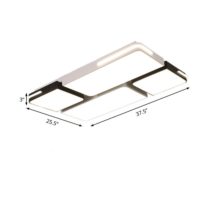 Square/Rectangle Acrylic Flush Pendant Light Contemporary 21.5"/37.5" Width LED White Flush Mount Lighting in White/Warm Lighting Clearhalo 'Ceiling Lights' 'Close To Ceiling Lights' 'Close to ceiling' 'Flush mount' Lighting' 135660