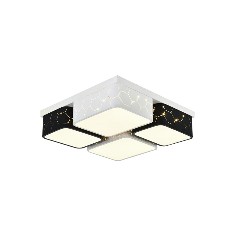 Square Bedroom Flush Ceiling Light Acrylic Warm/White Lighting LED Contemporary Ceiling Mount Fixture in Black Clearhalo 'Ceiling Lights' 'Close To Ceiling Lights' 'Close to ceiling' 'Flush mount' Lighting' 135686