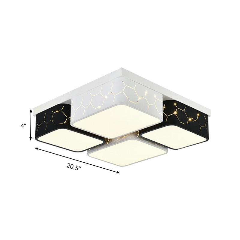 Square Bedroom Flush Ceiling Light Acrylic Warm/White Lighting LED Contemporary Ceiling Mount Fixture in Black Clearhalo 'Ceiling Lights' 'Close To Ceiling Lights' 'Close to ceiling' 'Flush mount' Lighting' 135687