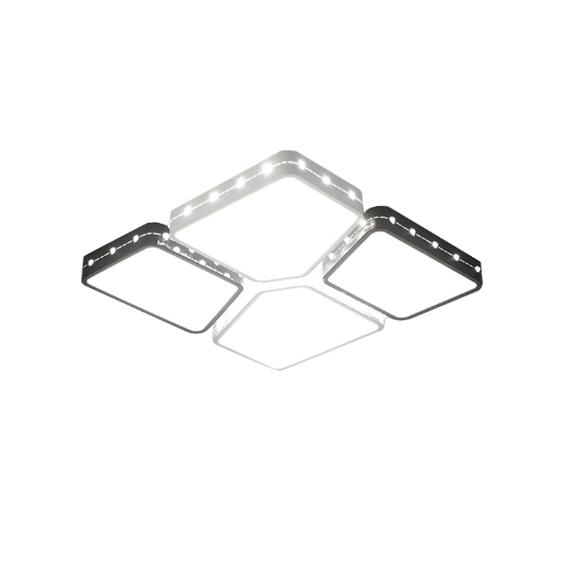 Squared Bedroom Flush Mount Lighting Acrylic 19.5"/23.5" W LED Modernist Style Ceiling Mounted Light in White, Warm/White Light Clearhalo 'Ceiling Lights' 'Close To Ceiling Lights' 'Close to ceiling' 'Flush mount' Lighting' 135721