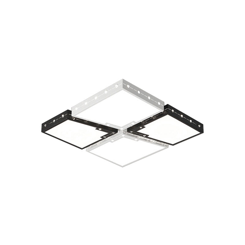 LED Bedroom Ceiling Mounted Light with Square Acrylic Shade Black Flush Mount Lighting in Warm/White Light, 19.5"/23.5" Width Clearhalo 'Ceiling Lights' 'Close To Ceiling Lights' 'Close to ceiling' 'Flush mount' Lighting' 135731