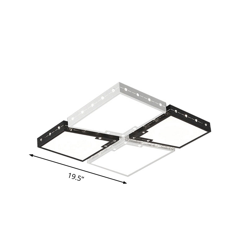 LED Bedroom Ceiling Mounted Light with Square Acrylic Shade Black Flush Mount Lighting in Warm/White Light, 19.5"/23.5" Width Clearhalo 'Ceiling Lights' 'Close To Ceiling Lights' 'Close to ceiling' 'Flush mount' Lighting' 135732