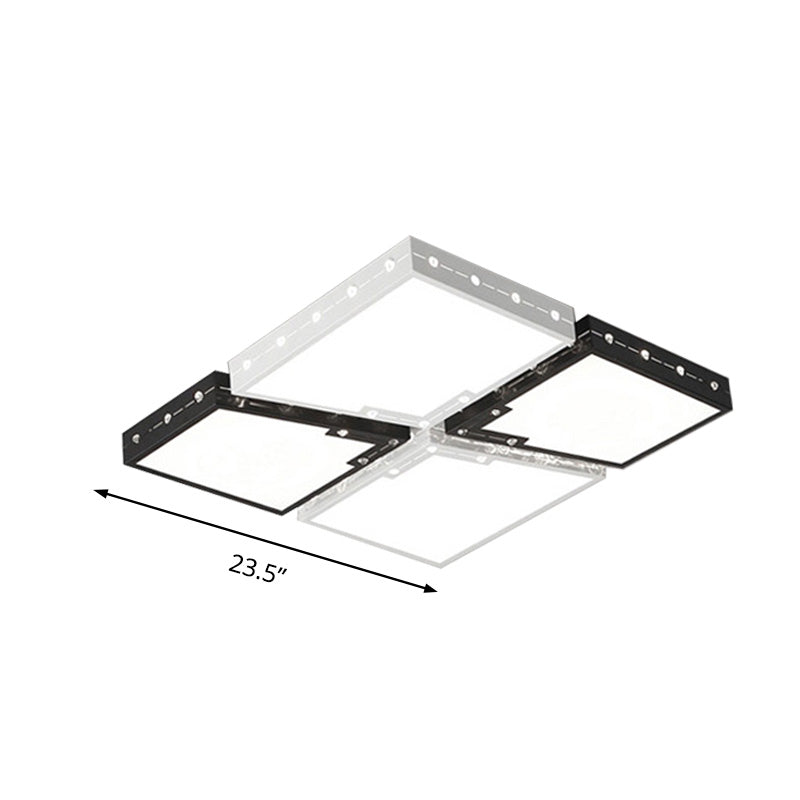 LED Bedroom Ceiling Mounted Light with Square Acrylic Shade Black Flush Mount Lighting in Warm/White Light, 19.5"/23.5" Width Clearhalo 'Ceiling Lights' 'Close To Ceiling Lights' 'Close to ceiling' 'Flush mount' Lighting' 135733