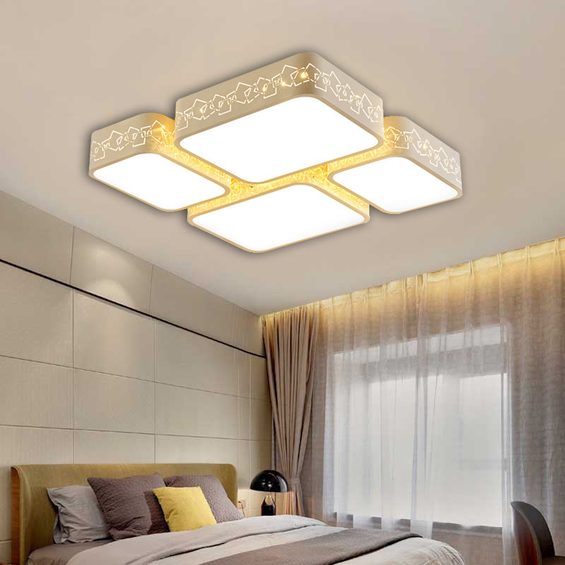 Modern LED Ceiling Flush Mount with Acrylic Shade White Squared Ceiling Light in Warm/White Lighting White Warm Clearhalo 'Ceiling Lights' 'Close To Ceiling Lights' 'Close to ceiling' 'Flush mount' Lighting' 135777