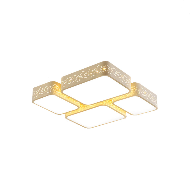 Modern LED Ceiling Flush Mount with Acrylic Shade White Squared Ceiling Light in Warm/White Lighting Clearhalo 'Ceiling Lights' 'Close To Ceiling Lights' 'Close to ceiling' 'Flush mount' Lighting' 135779