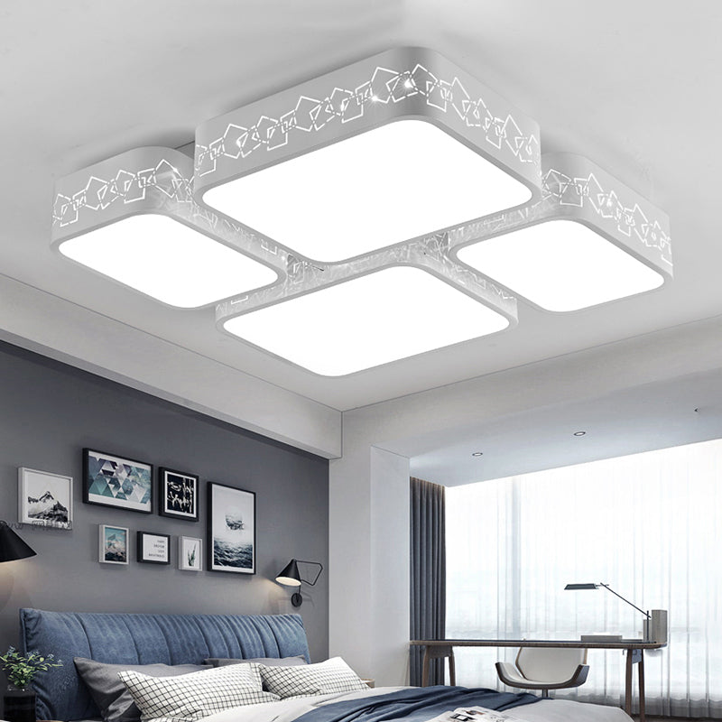 Modern LED Ceiling Flush Mount with Acrylic Shade White Squared Ceiling Light in Warm/White Lighting White White Clearhalo 'Ceiling Lights' 'Close To Ceiling Lights' 'Close to ceiling' 'Flush mount' Lighting' 135782