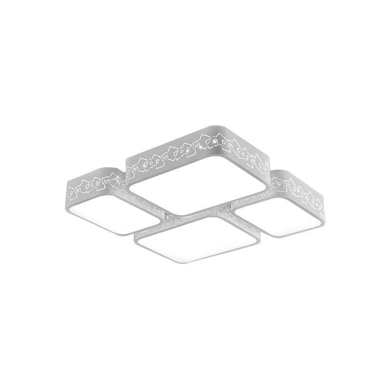 Modern LED Ceiling Flush Mount with Acrylic Shade White Squared Ceiling Light in Warm/White Lighting Clearhalo 'Ceiling Lights' 'Close To Ceiling Lights' 'Close to ceiling' 'Flush mount' Lighting' 135784