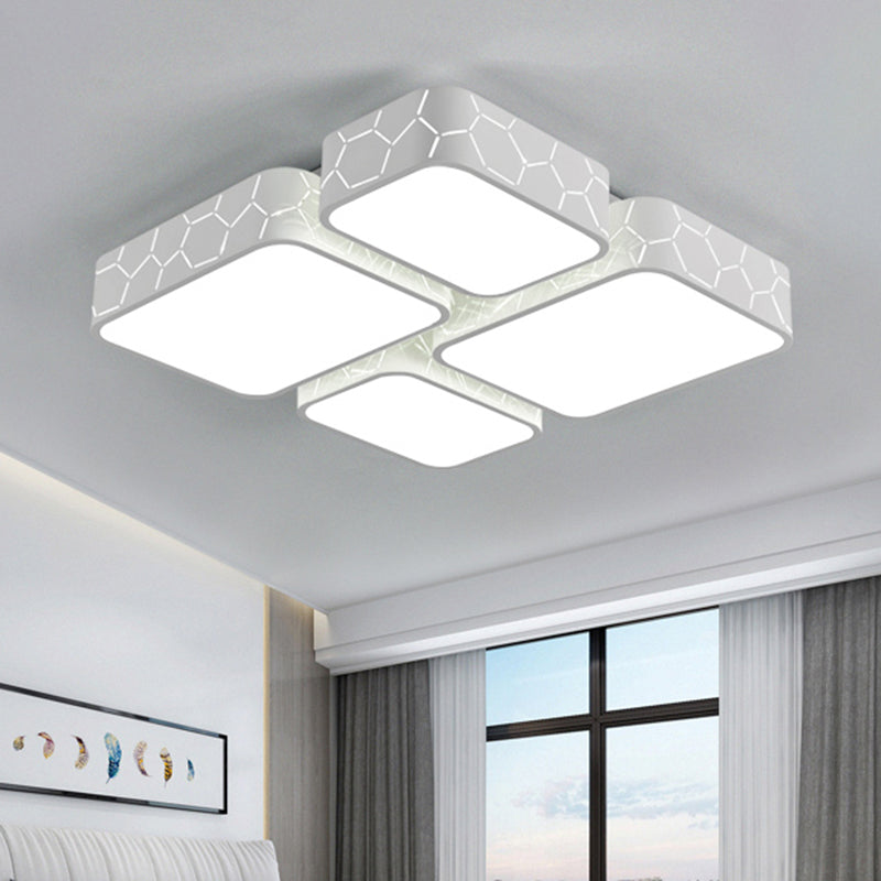 White Finish Square Ceiling Lighting Contemporary Warm/White Lighting LED Acrylic Flush Mount Light for Bedroom White White Clearhalo 'Ceiling Lights' 'Close To Ceiling Lights' 'Close to ceiling' 'Flush mount' Lighting' 135798