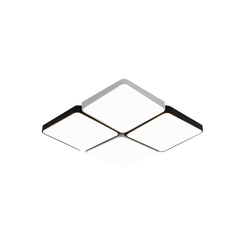 Simple Style 4/6 Lights Flush Mount Light with Acrylic Shade White Rectangular/Squared Ceiling Lamp, Warm/White Light Clearhalo 'Ceiling Lights' 'Close To Ceiling Lights' 'Close to ceiling' 'Flush mount' Lighting' 135852