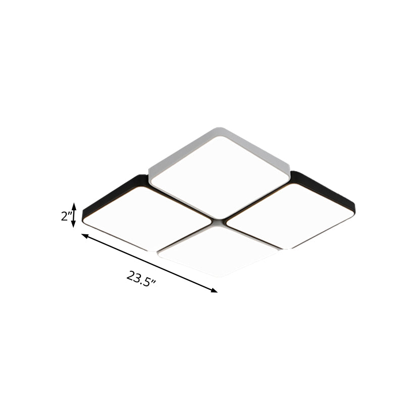 Simple Style 4/6 Lights Flush Mount Light with Acrylic Shade White Rectangular/Squared Ceiling Lamp, Warm/White Light Clearhalo 'Ceiling Lights' 'Close To Ceiling Lights' 'Close to ceiling' 'Flush mount' Lighting' 135853