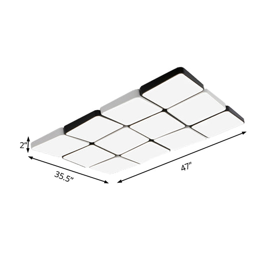 Simple Style 4/6 Lights Flush Mount Light with Acrylic Shade White Rectangular/Squared Ceiling Lamp, Warm/White Light Clearhalo 'Ceiling Lights' 'Close To Ceiling Lights' 'Close to ceiling' 'Flush mount' Lighting' 135866