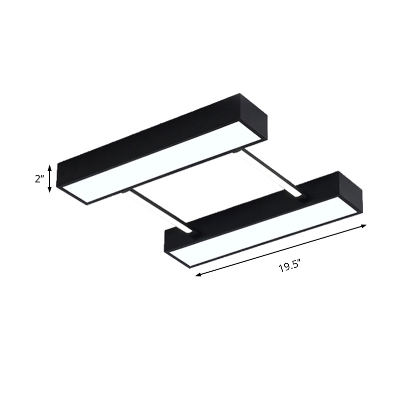 Parallel Cuboid Flush Mount Nordic Metal White/Black Integrated LED Ceiling Fixture for Bedroom in Warm/White, 16"/19.5"/23.5" W Clearhalo 'Ceiling Lights' 'Close To Ceiling Lights' 'Close to ceiling' 'Flush mount' Lighting' 135938