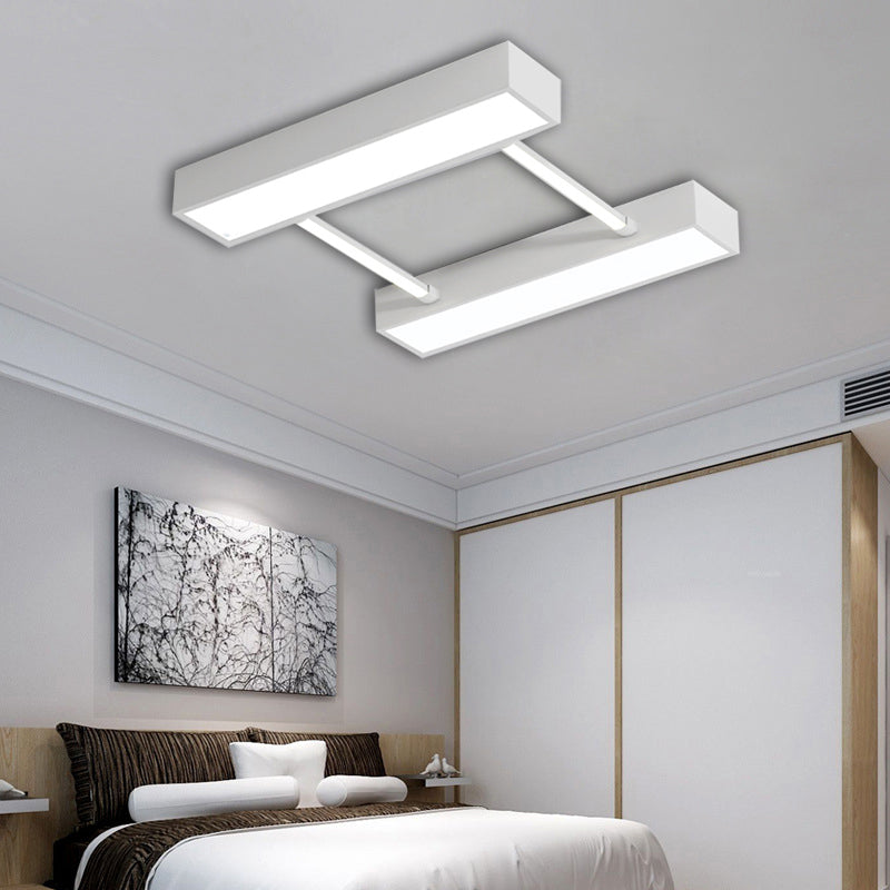 Parallel Cuboid Flush Mount Nordic Metal White/Black Integrated LED Ceiling Fixture for Bedroom in Warm/White, 16"/19.5"/23.5" W Clearhalo 'Ceiling Lights' 'Close To Ceiling Lights' 'Close to ceiling' 'Flush mount' Lighting' 135941