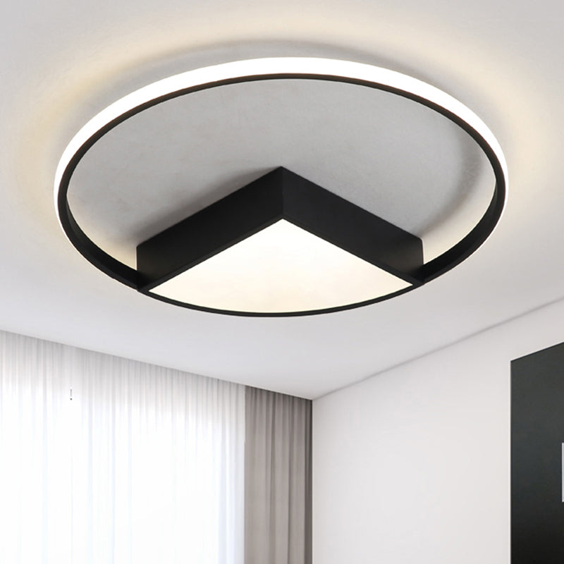 16"/19.5"/23.5" Wide Acrylic Sector Flushmount Simplicity LED Black/White Ceiling Lighting Fixture in Warm/White Light Black Warm Clearhalo 'Ceiling Lights' 'Close To Ceiling Lights' 'Close to ceiling' 'Flush mount' Lighting' 135956