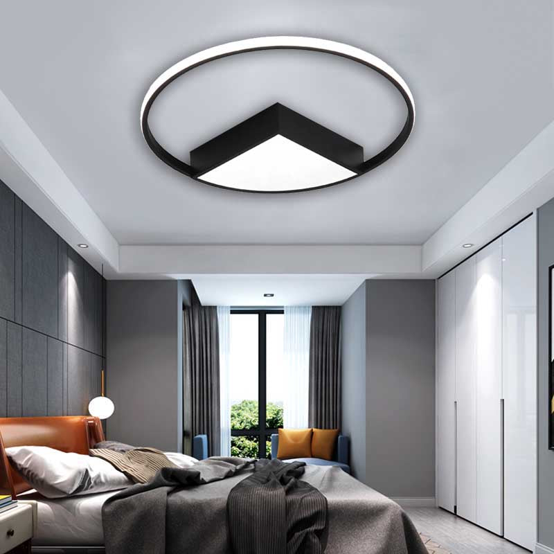 16"/19.5"/23.5" Wide Acrylic Sector Flushmount Simplicity LED Black/White Ceiling Lighting Fixture in Warm/White Light Black White Clearhalo 'Ceiling Lights' 'Close To Ceiling Lights' 'Close to ceiling' 'Flush mount' Lighting' 135957