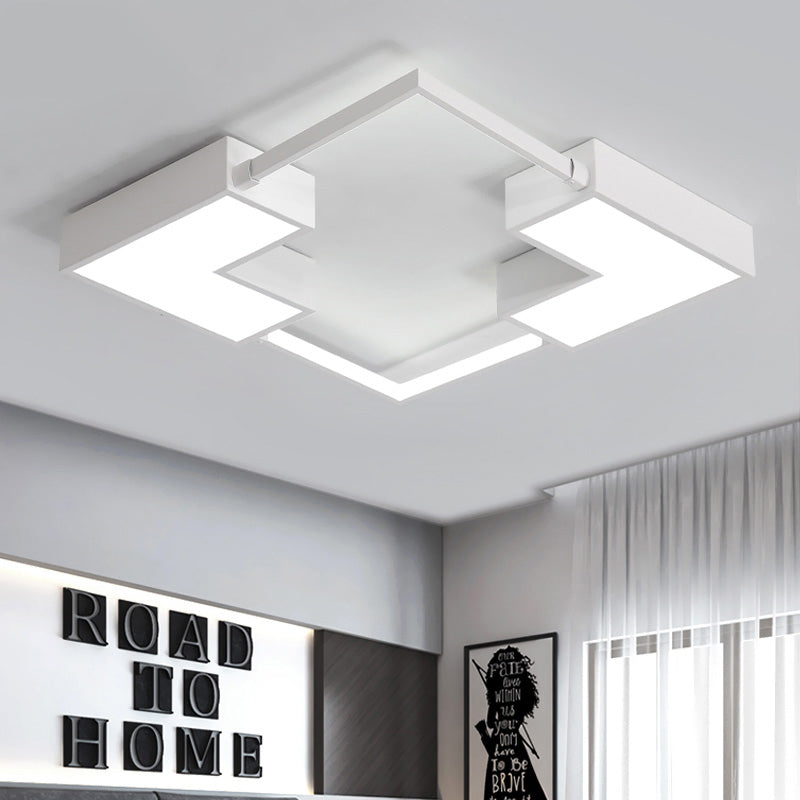 Square Flush Mount Light Simple Acrylic LED Black/White Ceiling Hung Fixture in Warm/White Light, 16"/19.5"/23.5" Wide Clearhalo 'Ceiling Lights' 'Close To Ceiling Lights' 'Close to ceiling' 'Flush mount' Lighting' 136134