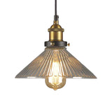 Single Light Hanging Ceiling Light with Cone Shade Ribbed Glass Industrial Dining Room Pendant Lighting in Black/Clear Clearhalo 'Ceiling Lights' 'Glass shade' 'Glass' 'Industrial Pendants' 'Industrial' 'Middle Century Pendants' 'Pendant Lights' 'Pendants' 'Tiffany' Lighting' 136142