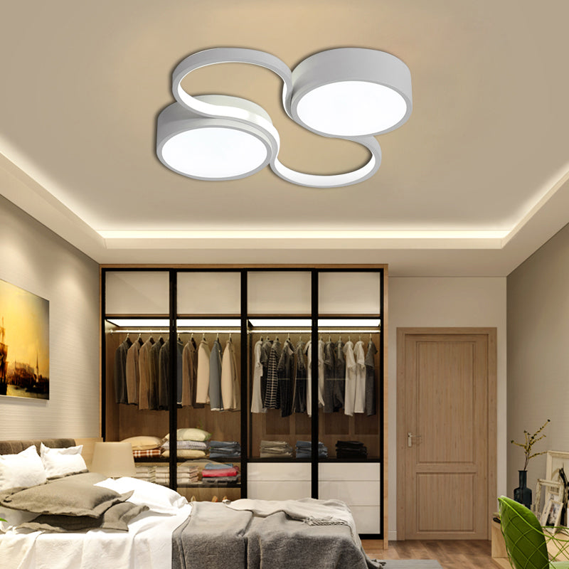 Black/White Circular Flush Mount Lamp Contemporary LED 19.5"/23.5" W Ceiling Flush with Acrylic Shade for Bedroom in Warm/White Clearhalo 'Ceiling Lights' 'Close To Ceiling Lights' 'Close to ceiling' 'Flush mount' Lighting' 136156