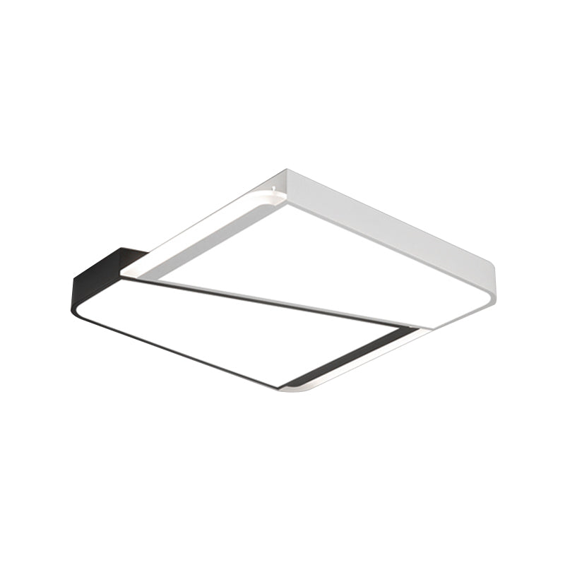 White Square Ceiling Flush Mount with Acrylic Shade Simple Style LED 18"/23.5" W Flush Mount Light for Bedroom in Warm/White Clearhalo 'Ceiling Lights' 'Close To Ceiling Lights' 'Close to ceiling' 'Flush mount' Lighting' 136181