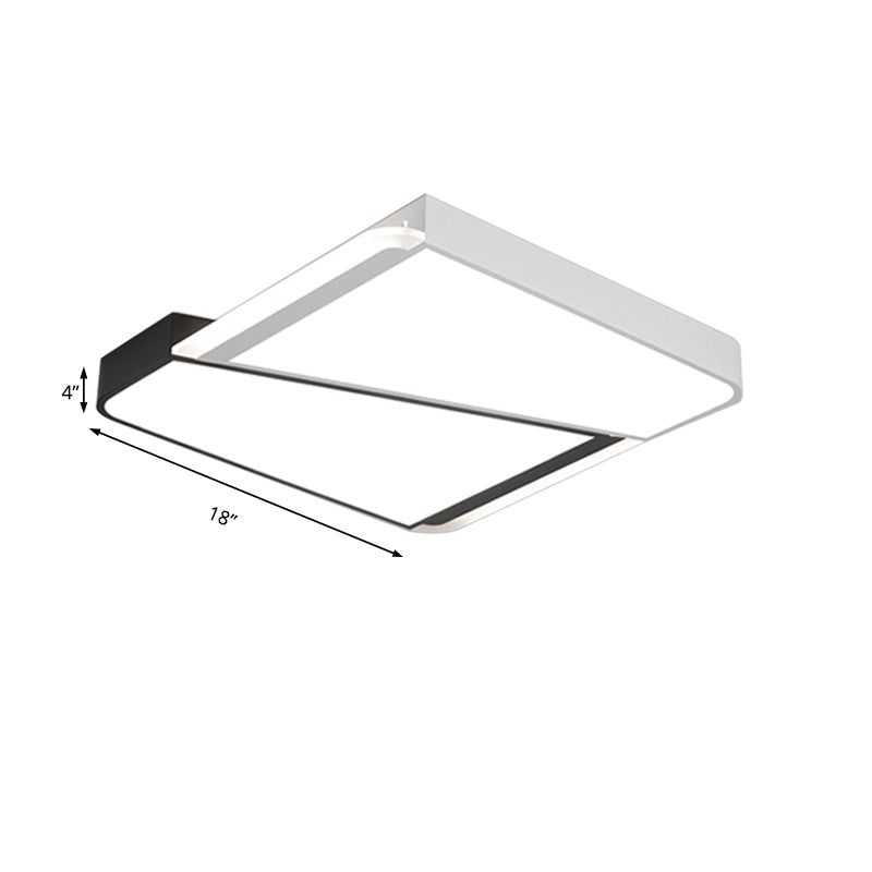 White Square Ceiling Flush Mount with Acrylic Shade Simple Style LED 18"/23.5" W Flush Mount Light for Bedroom in Warm/White Clearhalo 'Ceiling Lights' 'Close To Ceiling Lights' 'Close to ceiling' 'Flush mount' Lighting' 136182