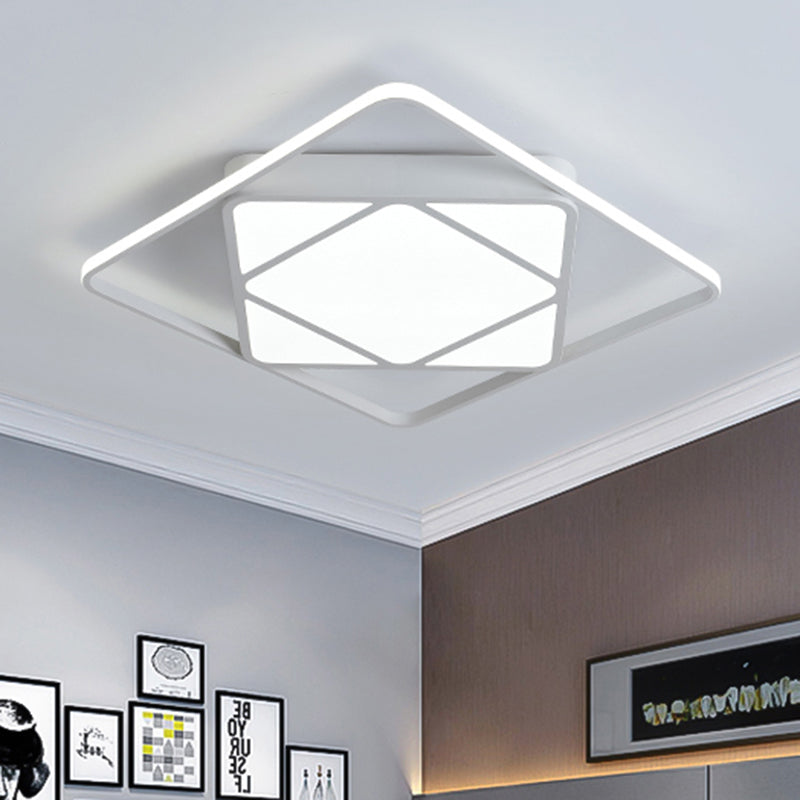 Rhombus Flush Mount Ceiling Light Modern Metal White/Black LED Ceiling Lamp for Bedroom in Warm/White, 18"/23.5" Wide Clearhalo 'Ceiling Lights' 'Close To Ceiling Lights' 'Close to ceiling' 'Flush mount' Lighting' 136200