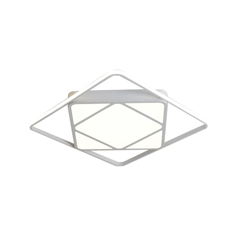 Rhombus Flush Mount Ceiling Light Modern Metal White/Black LED Ceiling Lamp for Bedroom in Warm/White, 18"/23.5" Wide Clearhalo 'Ceiling Lights' 'Close To Ceiling Lights' 'Close to ceiling' 'Flush mount' Lighting' 136201