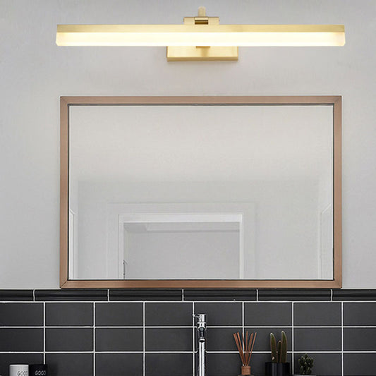 Contemporary LED Vanity Lighting with Acrylic Shade Yellow Slim Wall Mounted Lamp for Bathroom, 9.5"/16" W Yellow 21.5" Clearhalo 'Cast Iron' 'Glass' 'Industrial' 'Modern wall lights' 'Modern' 'Tiffany' 'Traditional wall lights' 'Vanity Lights' 'Wall Lights' Lighting' 136220