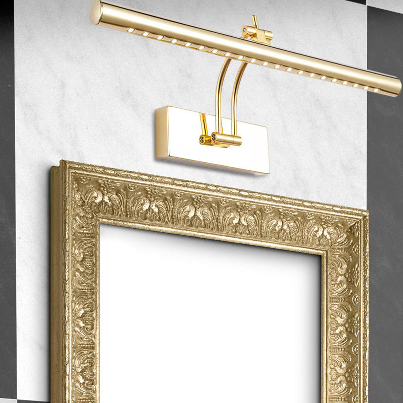 LED Bathroom Wall Mounted Lamp with Tubular Metal Shade Chrome/Gold Finish Vanity Lighting, 16"/21.5" Wide Gold Clearhalo 'Cast Iron' 'Glass' 'Industrial' 'Modern wall lights' 'Modern' 'Tiffany' 'Traditional wall lights' 'Vanity Lights' 'Wall Lights' Lighting' 136230
