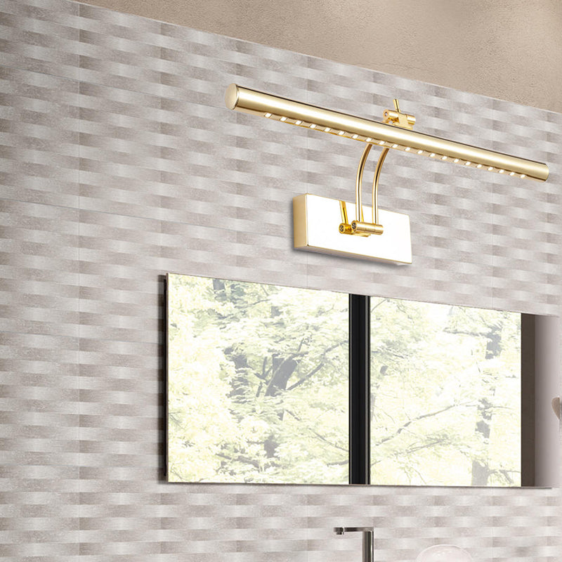 LED Bathroom Wall Mounted Lamp with Tubular Metal Shade Chrome/Gold Finish Vanity Lighting, 16"/21.5" Wide Clearhalo 'Cast Iron' 'Glass' 'Industrial' 'Modern wall lights' 'Modern' 'Tiffany' 'Traditional wall lights' 'Vanity Lights' 'Wall Lights' Lighting' 136231