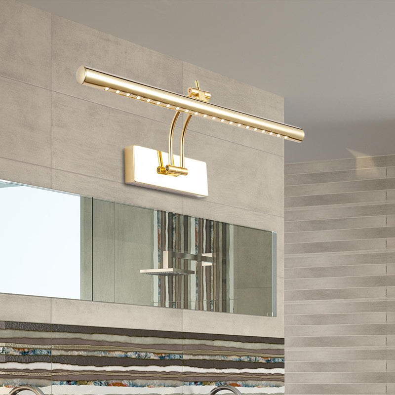 LED Bathroom Wall Mounted Lamp with Tubular Metal Shade Chrome/Gold Finish Vanity Lighting, 16"/21.5" Wide Clearhalo 'Cast Iron' 'Glass' 'Industrial' 'Modern wall lights' 'Modern' 'Tiffany' 'Traditional wall lights' 'Vanity Lights' 'Wall Lights' Lighting' 136232