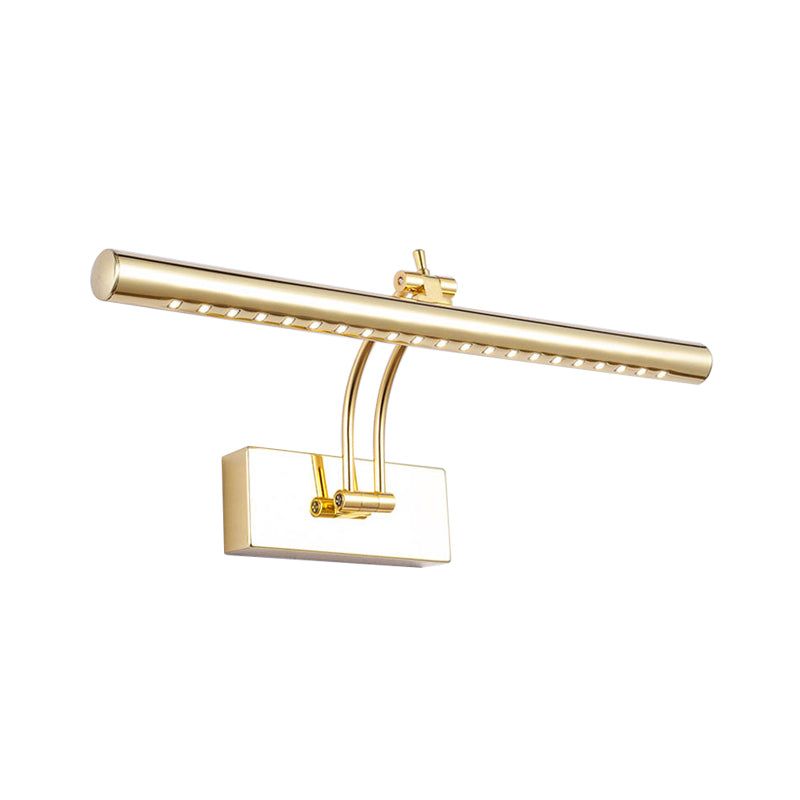 LED Bathroom Wall Mounted Lamp with Tubular Metal Shade Chrome/Gold Finish Vanity Lighting, 16"/21.5" Wide Clearhalo 'Cast Iron' 'Glass' 'Industrial' 'Modern wall lights' 'Modern' 'Tiffany' 'Traditional wall lights' 'Vanity Lights' 'Wall Lights' Lighting' 136233