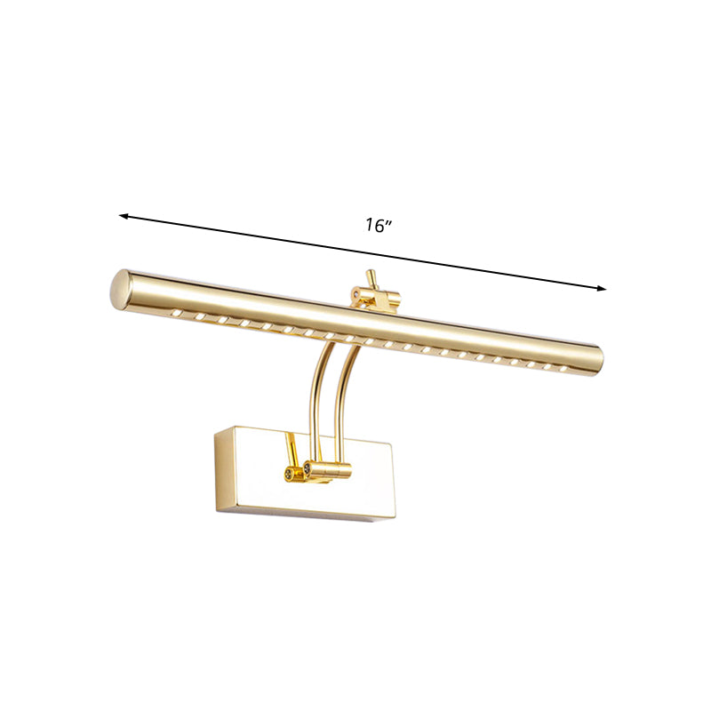 LED Bathroom Wall Mounted Lamp with Tubular Metal Shade Chrome/Gold Finish Vanity Lighting, 16"/21.5" Wide Clearhalo 'Cast Iron' 'Glass' 'Industrial' 'Modern wall lights' 'Modern' 'Tiffany' 'Traditional wall lights' 'Vanity Lights' 'Wall Lights' Lighting' 136234
