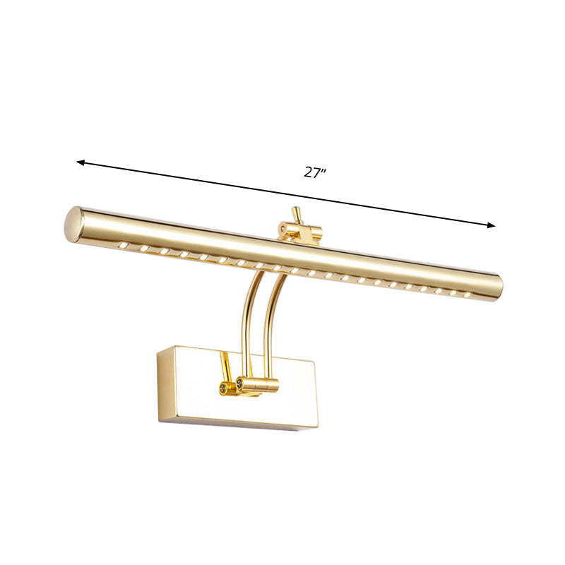 LED Bathroom Wall Mounted Lamp with Tubular Metal Shade Chrome/Gold Finish Vanity Lighting, 16"/21.5" Wide Clearhalo 'Cast Iron' 'Glass' 'Industrial' 'Modern wall lights' 'Modern' 'Tiffany' 'Traditional wall lights' 'Vanity Lights' 'Wall Lights' Lighting' 136236