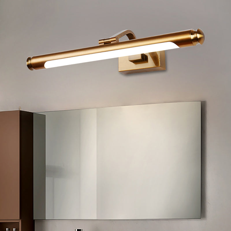 Contemporary Style LED Vanity Light with Metal Shade Gold Finish Tubed Wall Sconce Fixture for Kitchen, 20.5"/26" W Clearhalo 'Cast Iron' 'Glass' 'Industrial' 'Modern wall lights' 'Modern' 'Tiffany' 'Traditional wall lights' 'Vanity Lights' 'Wall Lights' Lighting' 136255