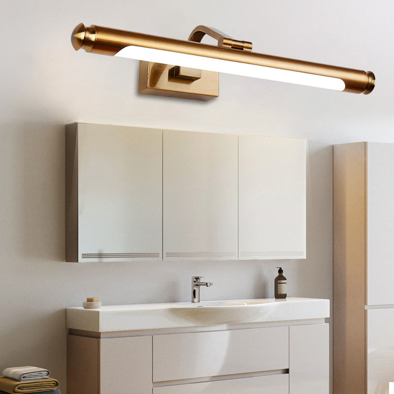 Contemporary Style LED Vanity Light with Metal Shade Gold Finish Tubed Wall Sconce Fixture for Kitchen, 20.5"/26" W Clearhalo 'Cast Iron' 'Glass' 'Industrial' 'Modern wall lights' 'Modern' 'Tiffany' 'Traditional wall lights' 'Vanity Lights' 'Wall Lights' Lighting' 136256