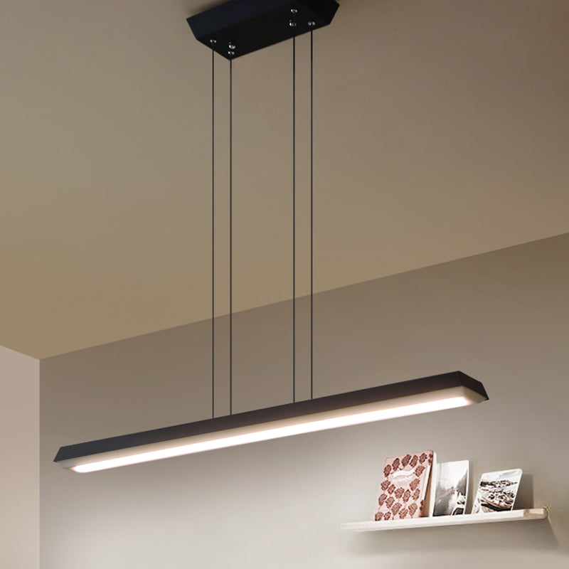 Led Office Pendant Lighting with Slim Rectangular Linear Metal Shade Modern Black Hanging Lamp Kit for Office Black Clearhalo 'Ceiling Lights' 'Modern Pendants' 'Modern' 'Pendant Lights' 'Pendants' Lighting' 136364