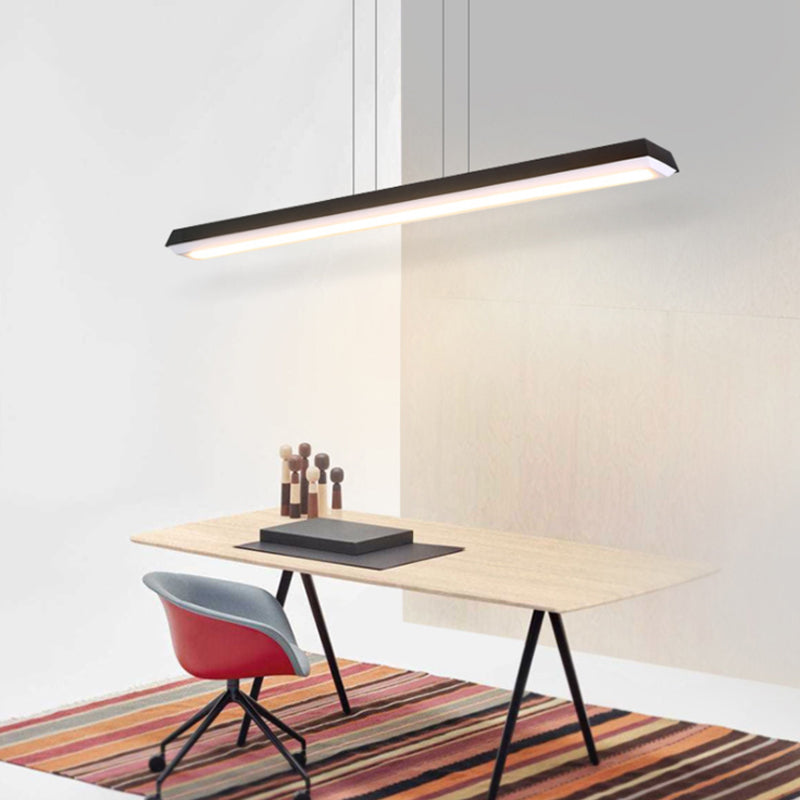 Led Office Pendant Lighting with Slim Rectangular Linear Metal Shade Modern Black Hanging Lamp Kit for Office Clearhalo 'Ceiling Lights' 'Modern Pendants' 'Modern' 'Pendant Lights' 'Pendants' Lighting' 136366