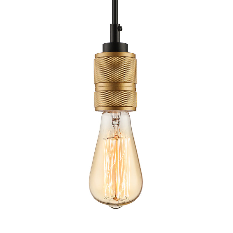 Retro Industrial Open Bulb Pendant Lighting 1 Head Iron Hanging Light Fixture with Adjustable Cord in Gold Clearhalo 'Art Deco Pendants' 'Cast Iron' 'Ceiling Lights' 'Ceramic' 'Crystal' 'Industrial Pendants' 'Industrial' 'Metal' 'Middle Century Pendants' 'Pendant Lights' 'Pendants' 'Tiffany' Lighting' 136445